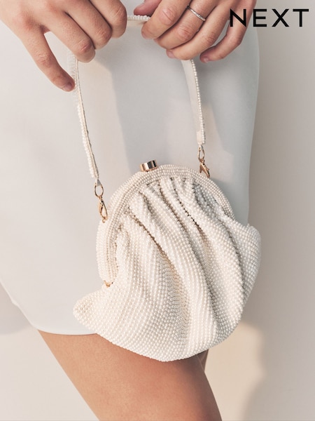 Bone Faux Pearl Beaded Bag (AB7754) | kr561