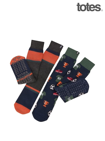 Azul - Totes Mens Original Winter Slipper Socks 2 Pack (AB7780) | 21 €
