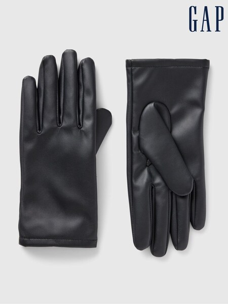 Svart - Gap Faux Leather Gloves (AB7790) | kr530