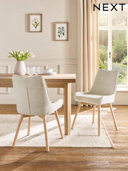 Set of 2 Tweedy Weave Light Grey Birkley Dining Chairs (AB7809) | €395