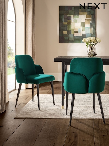Green Clara Black Leg Dining Chairs (AB7820) | €330