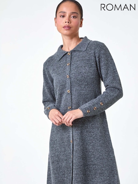 Roman Grey Collar Detail Knit Shift Dress (AB7880) | €53