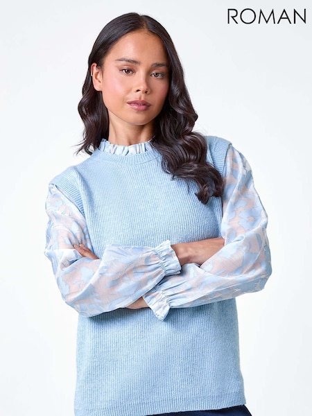 Roman Blue Floral Print 2 in 1 Knit Jumper (AB7888) | €51