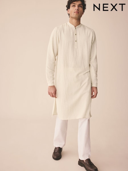 Ecru Longer Length Kurta Shirt (AB7943) | kr620