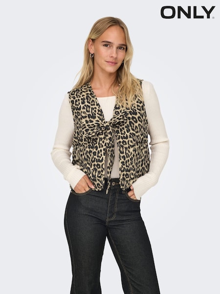 ONLY Animal Leopard Print Quilted Waistcoat (AB8105) | 94 QAR