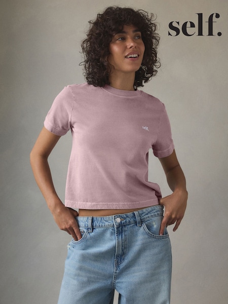 وردي - self. Crop 100% Cotton T-Shirt (AB8153) | ‏58 د.إ.‏
