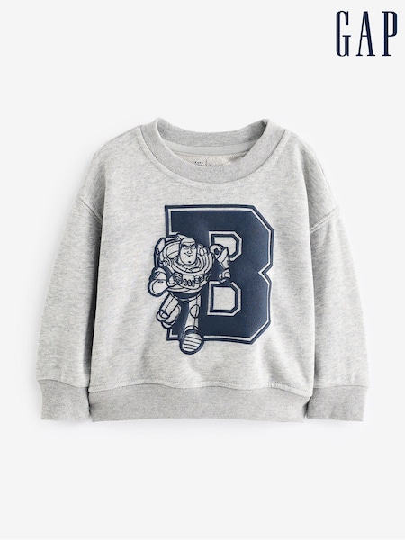 Gap Grey Buzz Lightyear Disney Toy Story Varisty Logo Sweatshirt (6mths-5yrs) (AB8197) | €43