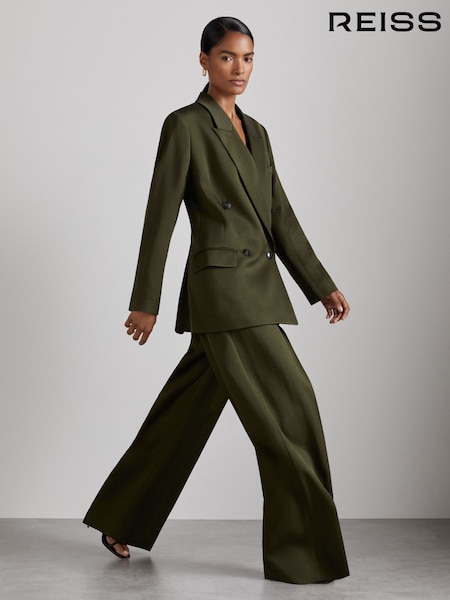 Reiss Green Simone Atelier Double-Breasted Crepe Suit Jacket (AB8207) | 2,945 QAR