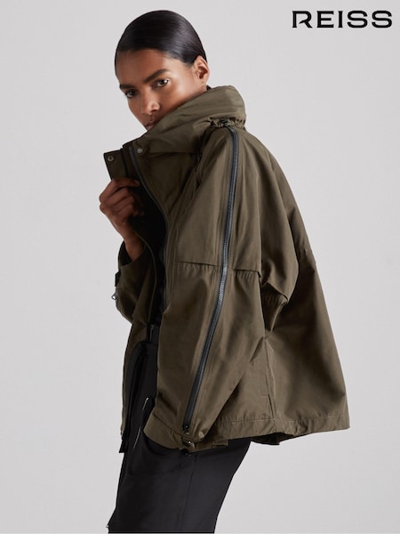 Reiss Khaki Teyana Atelier Zipped-Shell Coat (AB8215) | €488