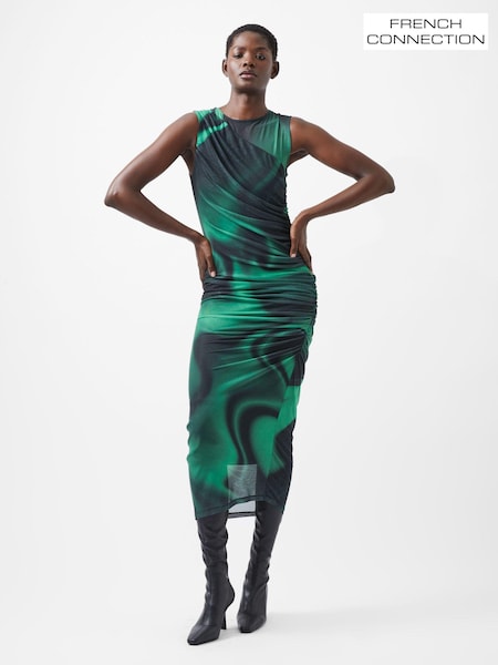 French Connection Green Tarissa Mesh Sleeveless Dress (AB8246) | ₪327