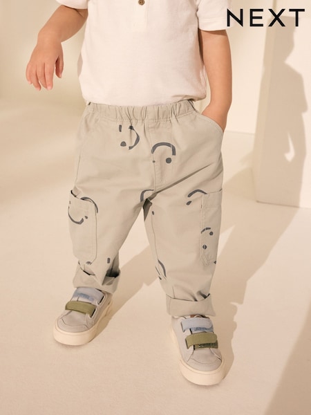 Imprimeuri cu smile neutru - Pantaloni cu buzunar lateral 100% bumbac cu talie elastică (3luni-7ani) (AB8360) | 67 LEI - 82 LEI