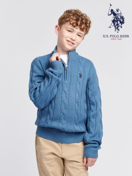 U.S. Polo Assn. Dark Blue Boys Cable Knit Funnel Neck Jumper (AB8435) | 3,004 UAH - 3,605 UAH