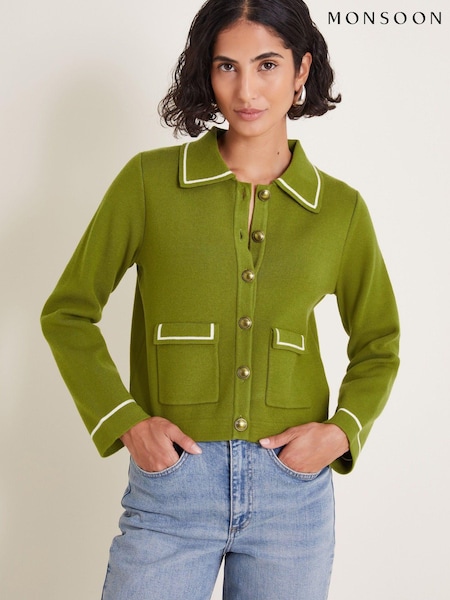 Monsoon Green Nicki Collar Knit Jacket (AB8816) | AED266