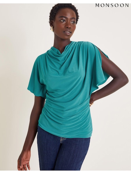 Monsoon Blue Deb Drape Jersey Top (AB8820) | 111 QAR