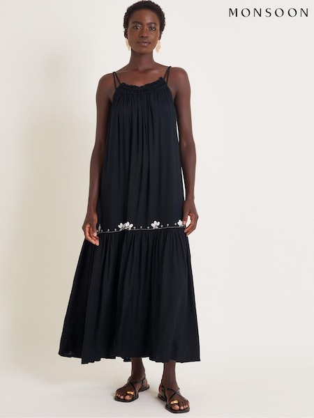Monsoon Black Sia Seashell Sleeveless Midi Dress (AB8838) | €47.50