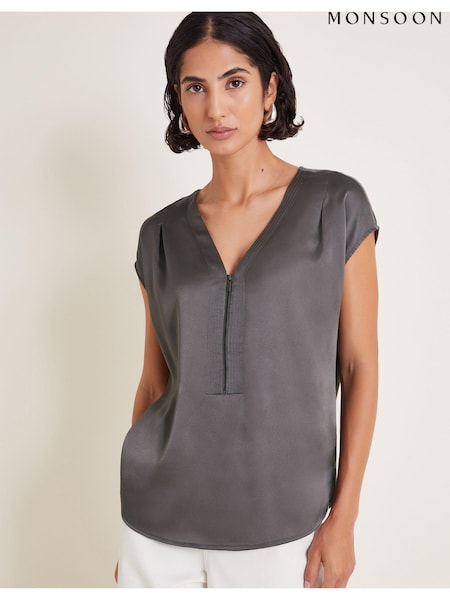 Monsoon Grey Wilde Woven Sleeveless Top (AB8840) | €34
