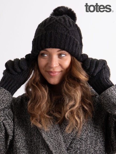 Totes Ladies Totes Winter Knitted Hat & Glove Set (AB8905) | kr460