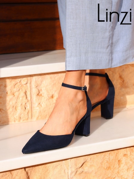 Linzi Blue Leona Closed Back Court Block Heels (AB8986) | 178 QAR