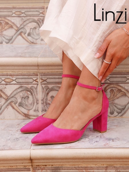 Linzi Pink Leona Closed Back Court Block Heels (AB9005) | 178 QAR