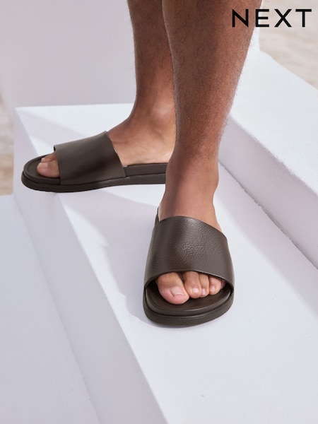 بني - Leather Sliders (AB9012) | ‏166 د.إ.‏