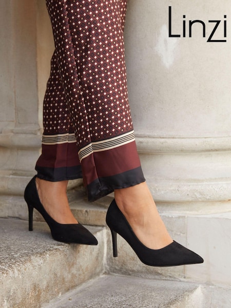 Linzi Black Wide Fit Martina Wide Fit Stiletto Pointed Court Shoes (AB9013) | €50