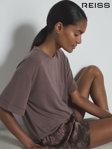 Dunkel nerzfarben - Reiss Finley Thermal Jersey Relaxed T-Shirt (AB9115) | 119 €