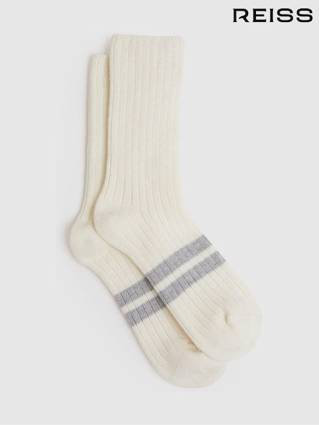 Reiss Ivory Carina Wool Blend Ribbed Crew Socks (AB9121) | €25