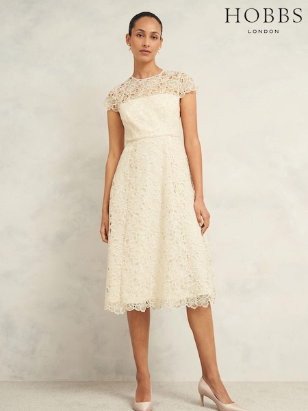 Hobbs Cream Johanna Lace Dress (AB9153) | AED667