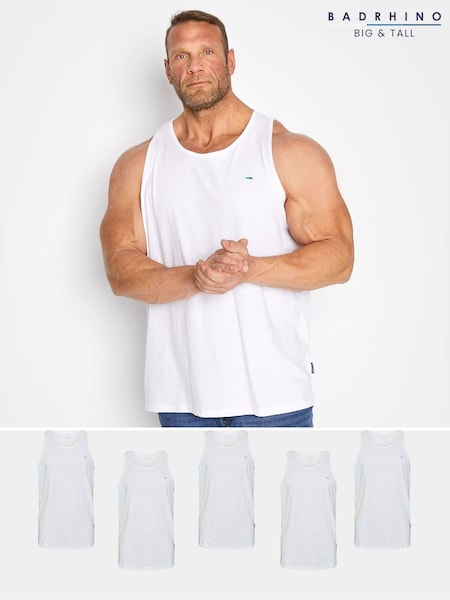 Badrhino Big & Tall 100% Cotton Basic Vests 5 Pack (AB9192) | ‏196‏₪