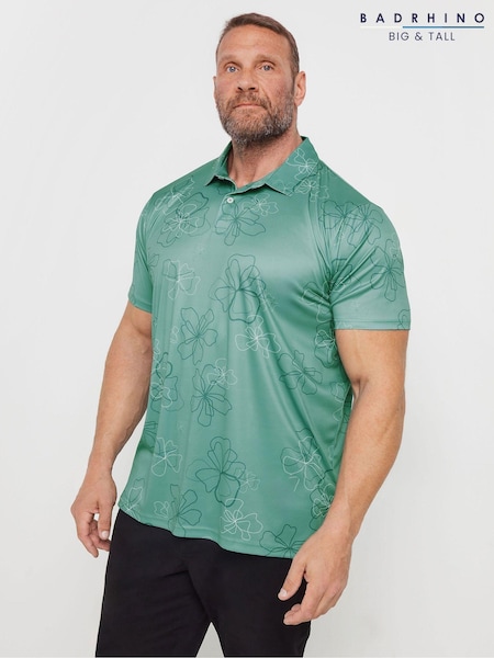 Vihreä - Badrhino Big & Tall Golf Polo Shirt (AB9202) | €54