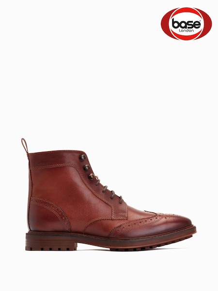 Maro dark - Base London Hemlock Cu șireturi Brogue Cizme (AB9261) | 417 LEI