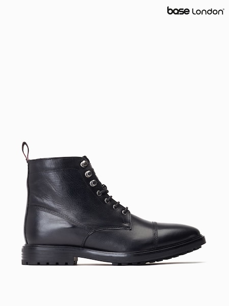 Base London Banff Lace Up Toe Cap Black Boots (AB9266) | R$ 790