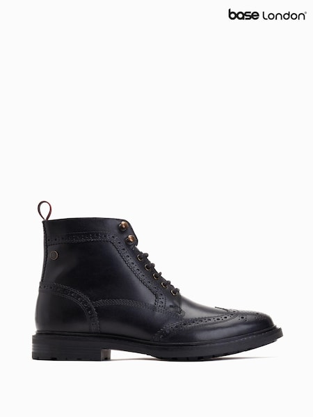 أسود - Base London Dealer Lace-Up Brogue Boots (AB9295) | ‏466 د.إ.‏