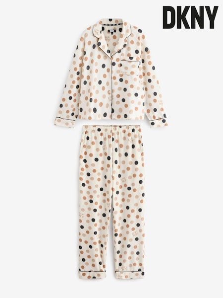 Dkny Cream Dot Fleece Gifting Notch Pyjamas Set (AB9304) | ‏524 ر.س.‏