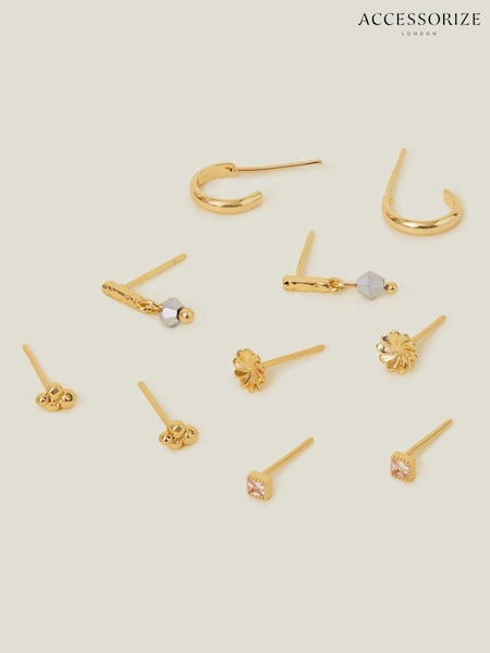 Accessorize Tone 14ct Stud And Hoop Earrings 5 Pack (AB9331) | 83 LEI