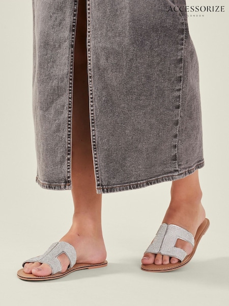Accessorize Silver Sparkle Cut-Out Sliders (AB9342) | AED132