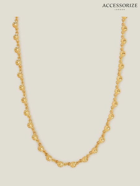 Accessorize Plated 14ct Flower Link Necklace (AB9376) | 83 LEI