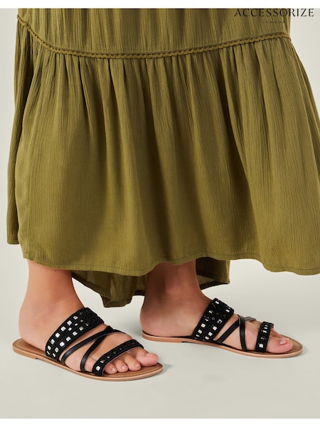 Accessorize Black Mirror Strap Sandals (AB9385) | AED140