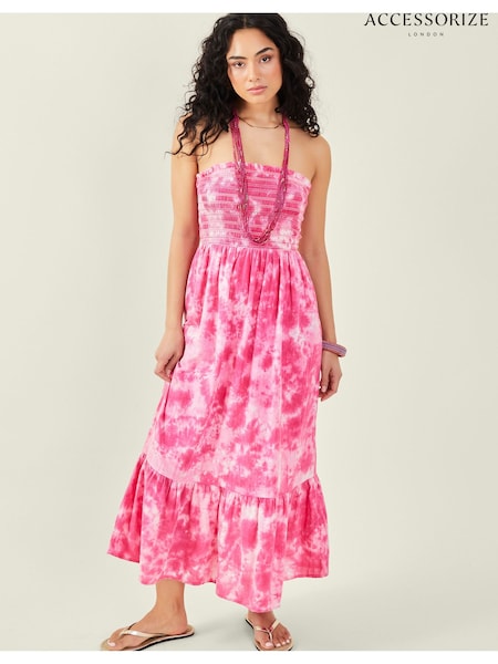Accessorize Pink Tie Dye Bandeau 100% Cotton Dress (AB9402) | $104