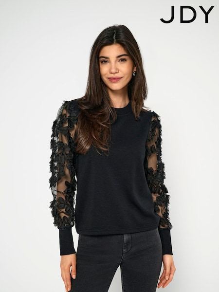 JDY Organza Sleeve Sweatshirt Top (AB9428) | €32
