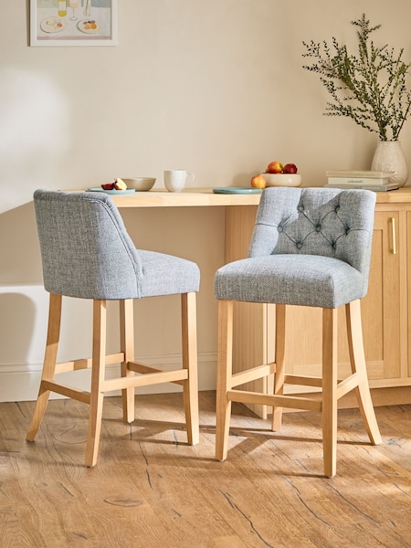Chunky Weave Mid Blue Wolton Bar Stool (AB9457) | €230