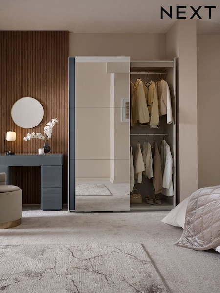Mid Grey Sloane Glass 1.5m Sliding Wardrobe (AB9727) | €1,600
