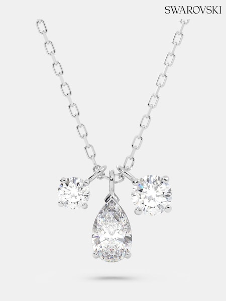 Swarovski Silver Tone Rhodium Plated Mixed Cut Cluster Pendant Necklace (AB9760) | €127