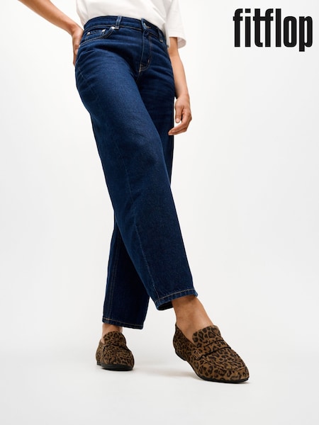 Bruin - Fitflop Delicato Suede Leopard Loafers