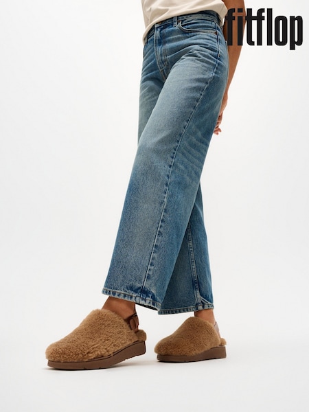 Brown - Fitflop Gen-ff Shearling Back-strap Mules