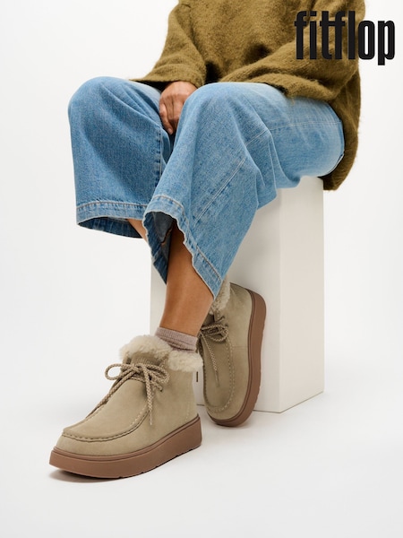 חום - Fitflop Gen-ff Suede Shearling Lace Up Boots