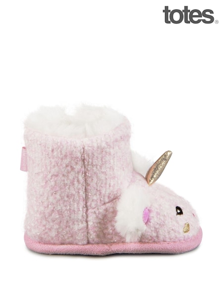 Totes Pink Childrens Toddler Unicorn Bootie Slippers (AC0439) | €21