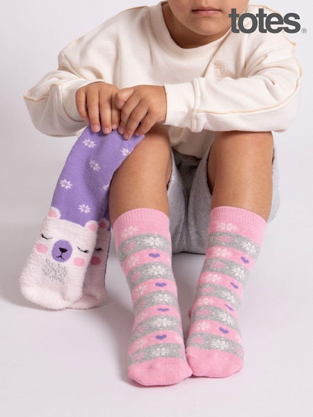 Morado - Totes Toasties Childrens Original 2 Pack Socks (AC0455) | 17 €