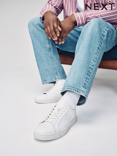 White Leather Trainers (AC0464) | ₪179
