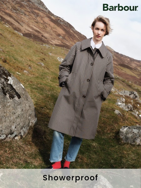 Barbour® Blue Nadine Checked Showerproof Car Coat (AC0478) | ₪1,324